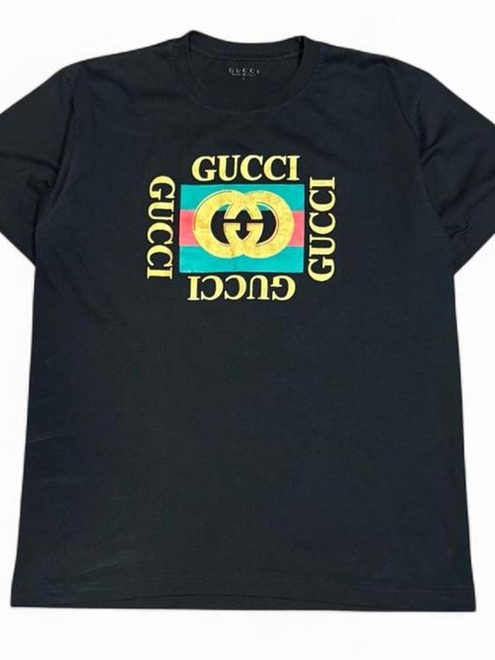 Gucci Square Logo Cotton Black Tee